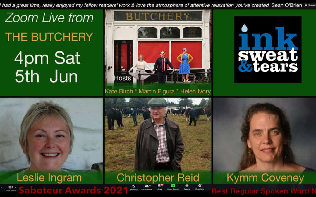 Zoom Live From the Butchery Reading, with Christopher Reid, Lesley Ingram and Kymm Coveney